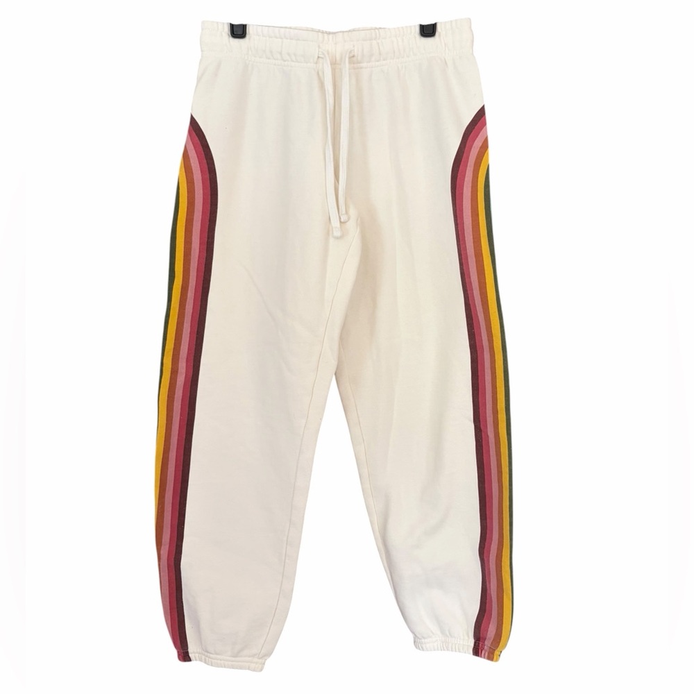 Marine Layer Cloud 9 Fleece Anytime Sweatpant Rainbow Antique White Women Small